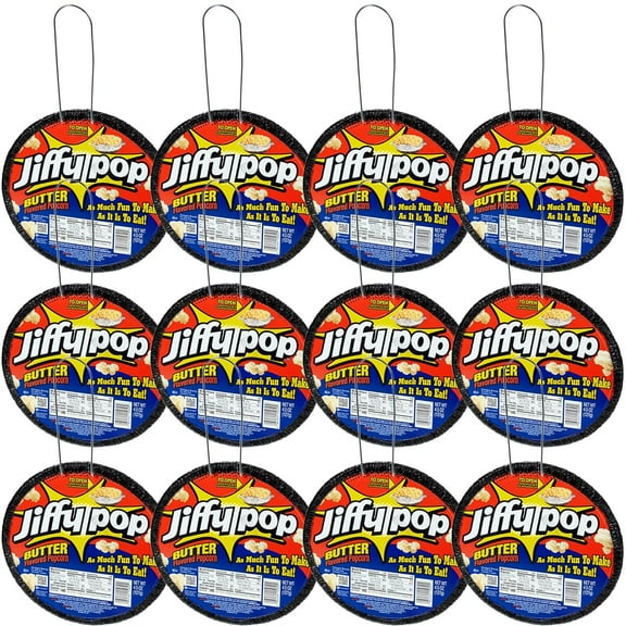 Jiffy Pop Butter Popcorn, 12 Pack of 4.5oz Butter Flavored Popcorn, Stovetop, Campfire Popcorn,