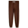 thumbnail image 6 of WTOBBY Men's Casual Drawstring Cuffed Pants with Pockets, Soft Home Sleepwear Lounge Pajama Bottoms for Relaxation, Comfortable Fit,Coffee L, 6 of 8