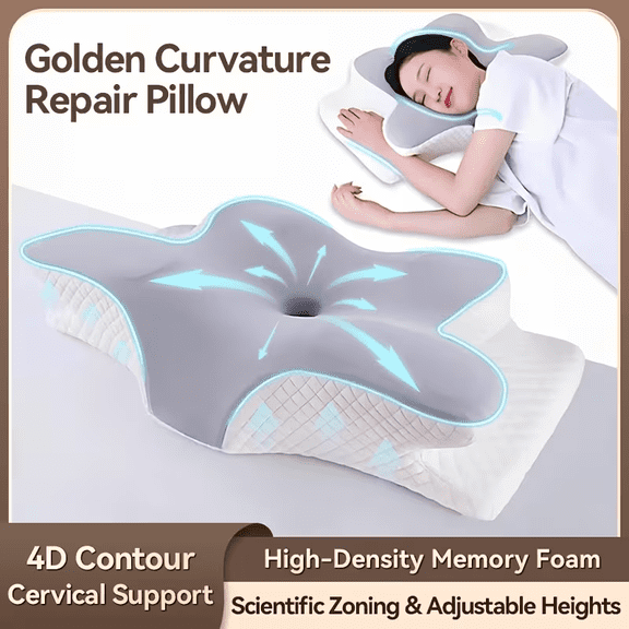 WKEFF Almohada Cervical para Cuello, Pillows For Sleeping, Butterfly-Shaped Memory Foam Cervical Neck Pillow, Ergonomic Cervical Support Pillow, Slow Rebound Neck Relief Bedding Pillow For Back & Sid