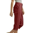 thumbnail image 4 of RQYYD Womens Capris with Pockets Stretch Lightweight Casual Cargo Pants Rolled Hem Summer Cropped Trousers Outdoor Clothes Wine S, 4 of 5
