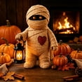 thumbnail image 6 of ZENVIVE Light Up Mummy Figurine, 5.9" Resin Halloween Mummy Decoration with Warm LED Lantern, Cute Spooky Statue for Indoor Tabletop, Mantel, Shelf, Desk and Party Decor(Button Battery), 6 of 6