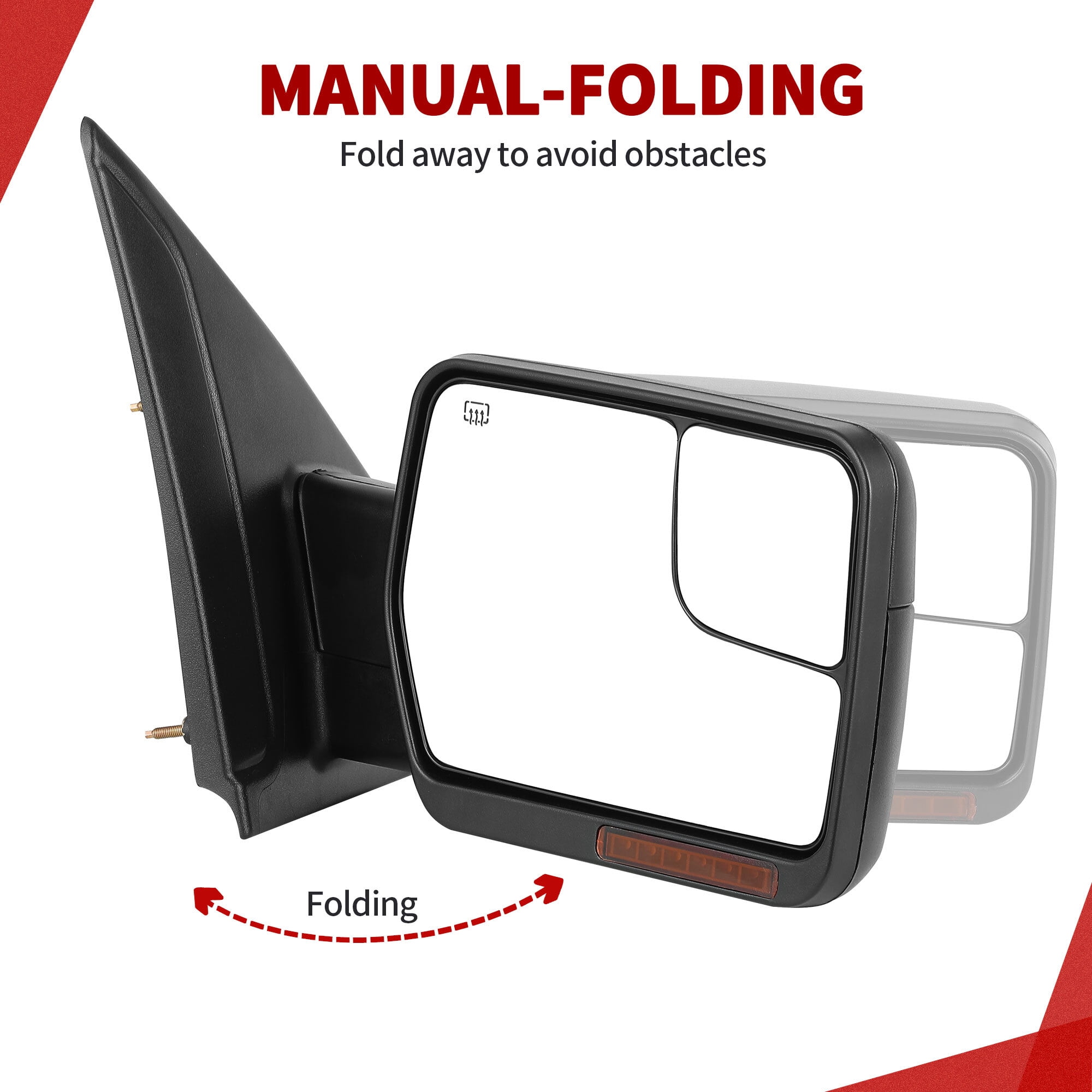 LEDKINGDOMUS Right Passenger Side Power Heated Door Mirror with Puddle Light & Turn Signal Compatible with Ford F150 2004 2005 2006 2007 2008 2009 2010 2011 2012 2013 2014 Black