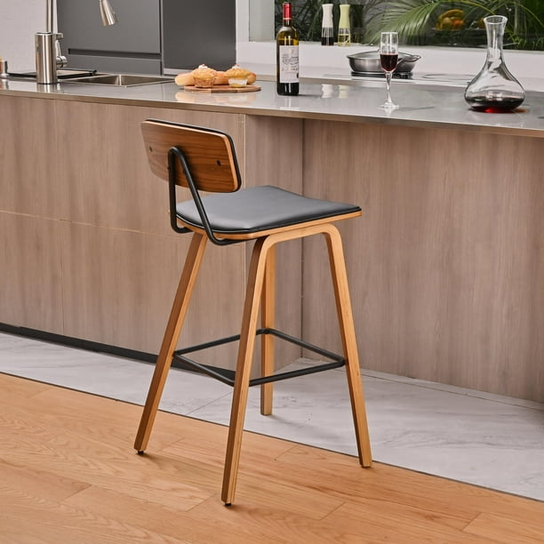 2 Pack Vintage Wood Bar Stools with Back and Foot Ring, 27
