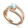 thumbnail image 2 of 2.50 Carat Shiny Round Cut Aquamarine Gemstone Bridal Ring for Ladies 18K Rose Gold Size 4.5 by Diamond-Capitals, 2 of 8