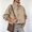 Khaki, variant on Women's Long Sleeve Zip-Up Stand Collar Jacket Pockets Stretch Zipper Collared Hip Solid