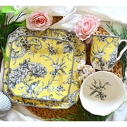 222 Fifth Adelaide Yellow Porcelain Dinnerware Set, 16 Piece with Dishes