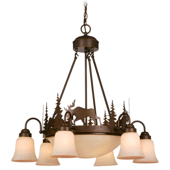 Homestock Mountain Majesty 9 Light Bronze Rustic Moose Chandelier
