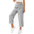 thumbnail image 2 of Jean Capris for Women Striped Pocket Elastic Waist with Button and Zipper Casual Cropped Pants for A Timeless Denim Inspired Look That Pairs with Dresses or Tops Capris, 2 of 6