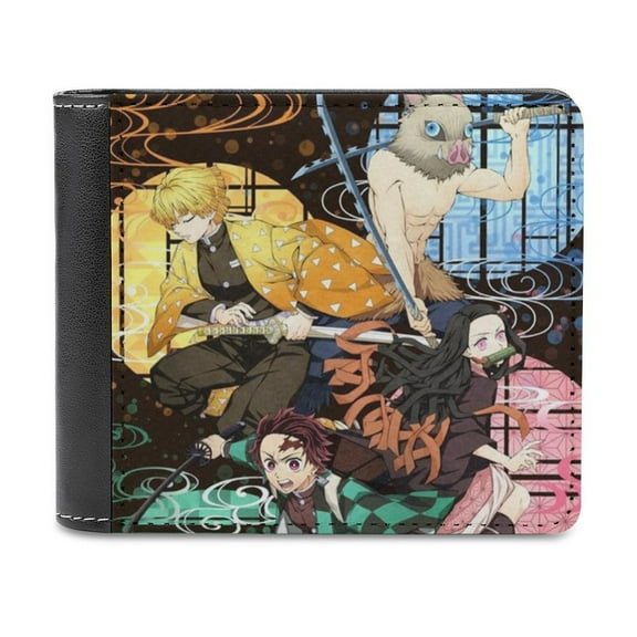 Demon Slayer Slim Bifold Wallet Purse Leather Wallets for Men Women Card Holder Wallets - Thin & Stylish