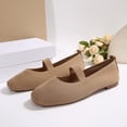 thumbnail image 6 of Women's Ballet Flats Shoes Fashion Square Toe Slip On Knit Dress Mary Jane Shoes Non Slip Causal Work Walking Loafers Brown Size 8, 6 of 8