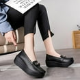thumbnail image 6 of Women's Genuine Leather Wedge Heel Rocker Loafers Comfort Non Slip Platform Slip On Walking Shoes Casual Shopping Daily Mom Shoes, 6 of 6