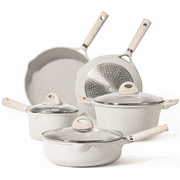 Carote Nonstick Pots and Pans Set, 8 Pcs Induction Kitchen Cookware Sets (Beige Granite)