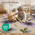 thumbnail image 4 of ODIKA 3'x5' Lavender Watercolor Floral Design Washable Accent Rug Artistic Botanical Blooms With Scattered Petals Contemporary Style Graphics Pet Friendly, Non-Shedding Mat for Bedside, Nursery Room, 4 of 7