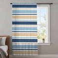 thumbnail image 4 of Blue Khaki Striped Sheer Curtains 54 Inches Long, Farmhouse Stripes Modern Abstract Art Light Filering Curtains, Breathable Simi Curtain Privacy Drapes for Kitchen Bathroom Small Window Treatment, 4 of 9