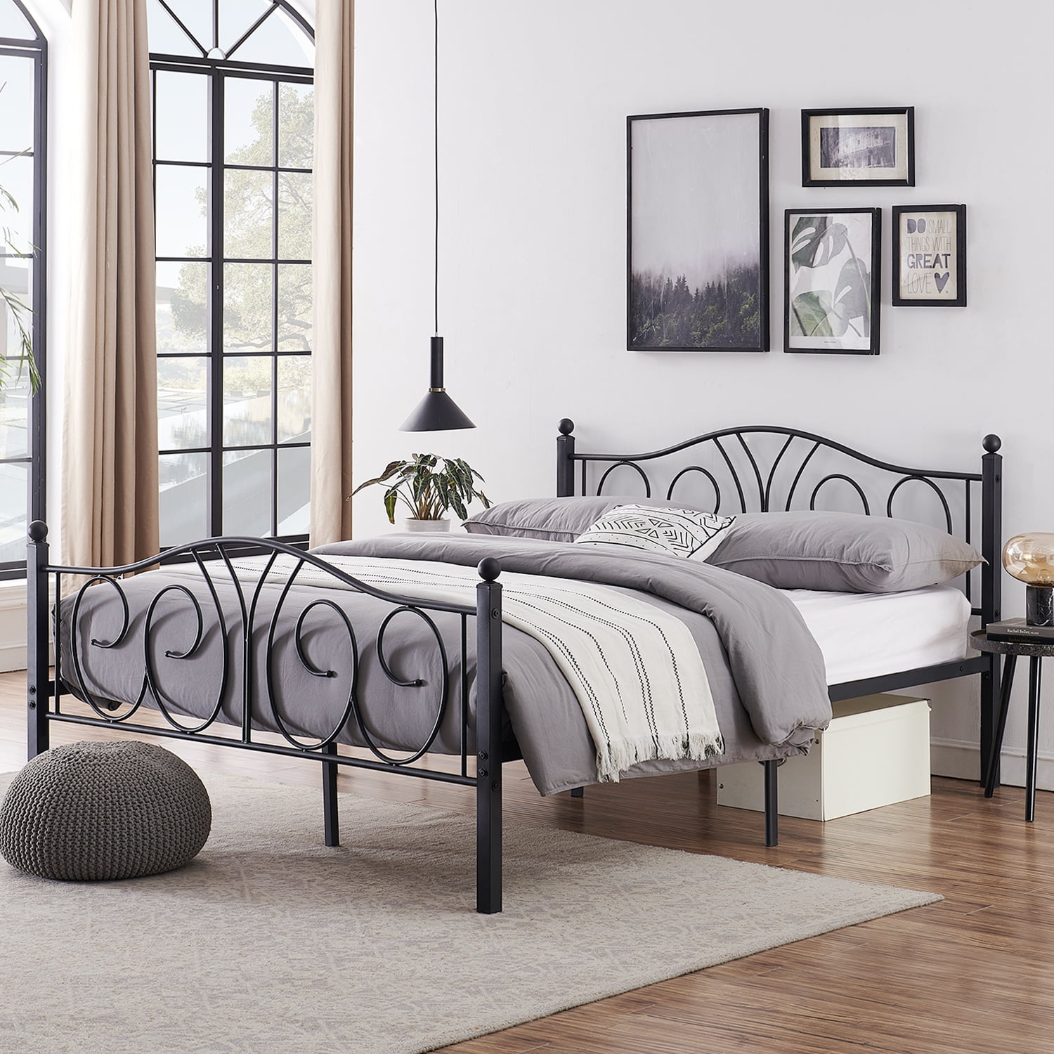 VECELO Victorian 12.6" Metal Platform Bed Frame/Mattress Foundation