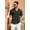 Black, variant on Mens Vintage Shirts Short Sleeve Button Up Knitted Polo Shirts Casual Beach Summer Shirt