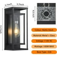 thumbnail image 5 of 14" Outdoor Wall Lights Fixtures, Black Exterior Lighting Fixtures, Waterproof Outdoor Wall Lantern Modern Front Porch Lights with Clear Glass Coach Lights for Garage, Porch, Front Door 2-Pack, 5 of 6