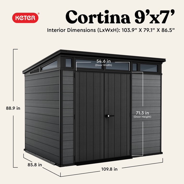 Keter Cortina 9x7 ft. Durable Resin Outdoor Storage Shed With