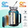 thumbnail image 3 of 32 oz Coffee Mug Insulated Tumbler with Handle and Straw, Large Stainless Steel Coffee Cup with 2-in-1 Lid, 32oz Metal Tumbler Double Wall Vacuum Water Bottle Keep Cold 36 hrs, 3 of 10