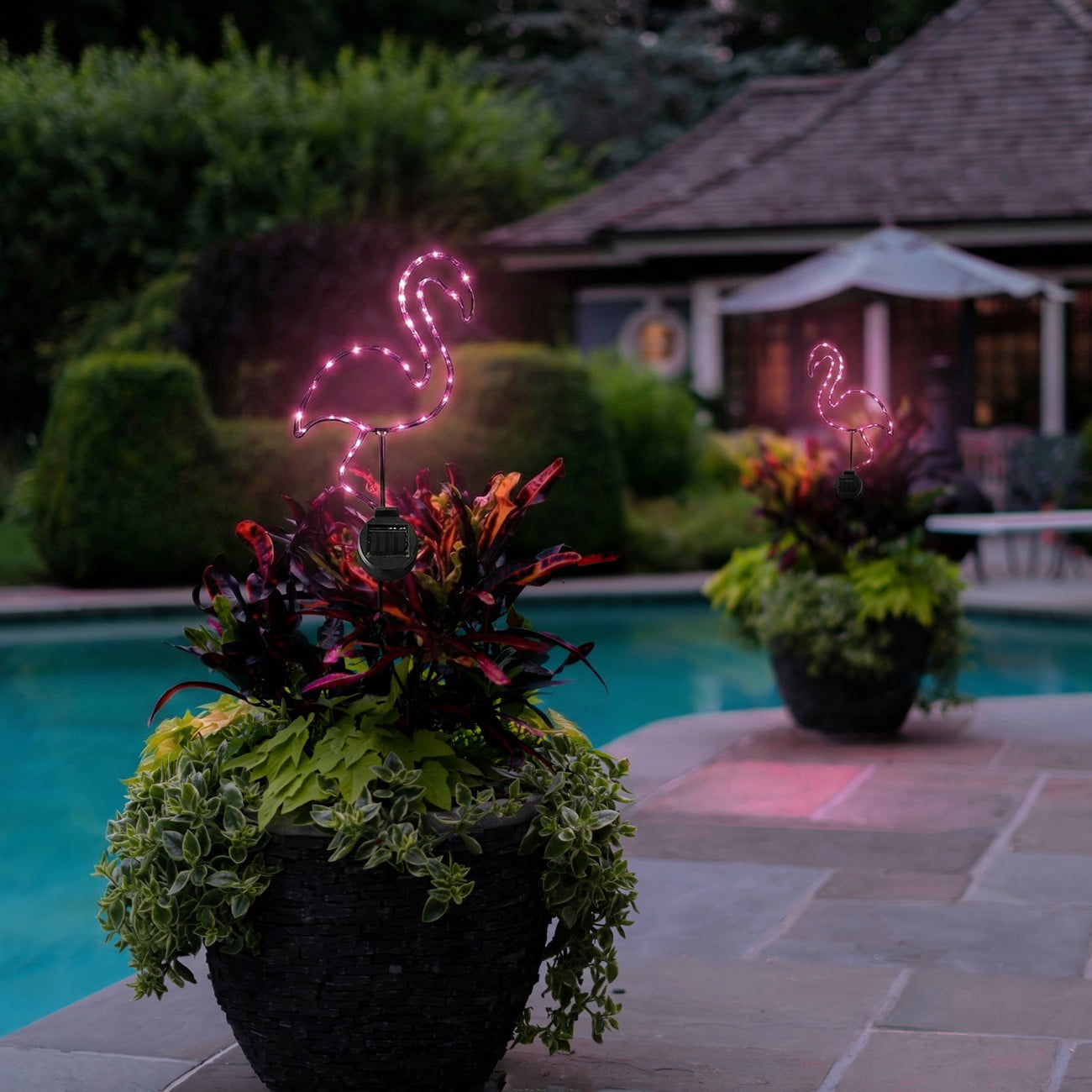 Outdoor Solar Powered Led Decorative Garden Stake Light - 2 Pack Pink Flamingo