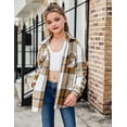 thumbnail image 4 of Oudiya Girls Flannel Plaid Jackets Long Sleeve Button Down Shirts Blouses Tops with Pockets, 6-15Y, 4 of 8