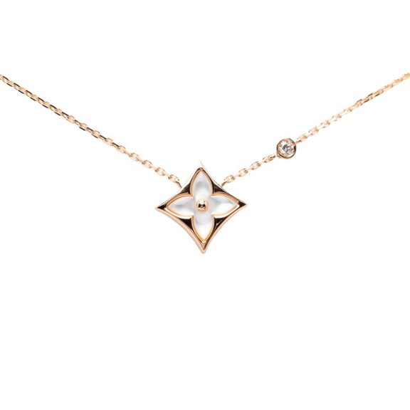 Pre-Owned Louis Vuitton Gold 18KPG Pink Diamond Mother-of-Pearl Pendant Star Blossom BB...