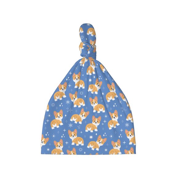 Sikiie Corgi Baby Newborn Hats, Infant Knotted Baby Hat, Beanie Top Knot Caps for Baby Boys Girls