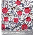 thumbnail image 1 of Soimoi Modal Satin Fabric Leaves & Rose Flower Fabric Prints By Yard 42 Inch Wide, 1 of 1