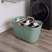 Mainstays Oval Flex Laundry Basket, Sage Plastic