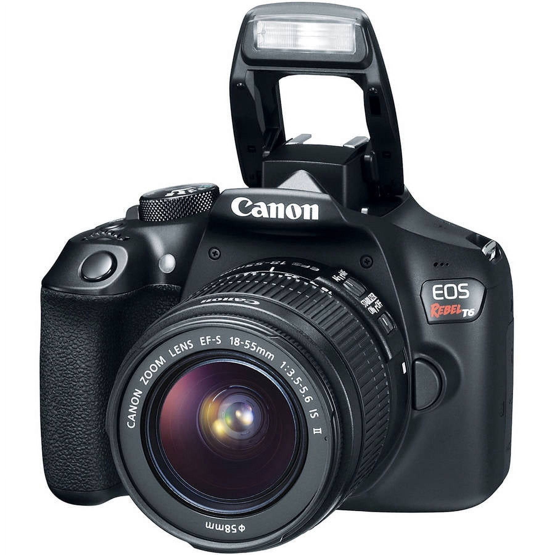 Canon Black EOS Rebel T6 Digital SLR Camera with 18 MegaPixels, 18-55mm & 75-300mm Lenses Included, Bonus 16GB SD Card