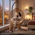 thumbnail image 4 of Foldable Hanging Egg Chair with Stand, HDPE Rattan Wicker Swing Chair with Cushion, Heavy Duty Frame 350 lbs Capacity, Outdoor Patio, Indoor Bedroom, Balcony, 4 of 7