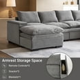 thumbnail image 5 of Noodeniya 122" Modular Sectional Sofa with Arm Storage, Velvet U Shaped Living Room Couch with Double Cushion, Grey, 5 of 9