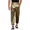 thumbnail image 1 of INSPIRE CHIC Pantalones Jogger Metálicos Brillantes para Hombre con Cintura Ajustable para Fiesta Disco Brillantes Dorados 34, 1 of 4