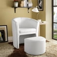 thumbnail image 5 of Hawthorne Collections Chaise d'Appoint Moderne en Simili Cuir avec Pouf en Blanc, 5 of 5