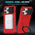 thumbnail image 6 of for iPhone 13 Pro Case with Camera Sliding Cover, [Compatible with MagSafe] with Magnetic Ring Kickstand, Military Grade Heavy Duty Protection Phone Case for iPhone 13 Pro, Red, 6 of 10
