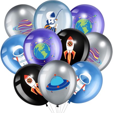 XD5-48 Pieces Outer Space UFO Party Balloons, 12 Inch Latex Galaxy Space Theme Party Balloon Metallic Rocket Astronaut Planet Balloon for Girl Boy Kid Space Birthday Party Baby shower-5