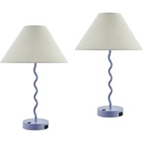 Livabliss Begonia Cottage Accent Table Lamp, 20-inch, Gray with White Shade (Set of 2)