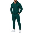 thumbnail image 3 of WIZUTIZ Men's Casual Set Solid Color Long Sleeve Pullover Hoodie Top Elastic Waist Drawstring Zipper Pocket Pants Two-Piece Outfit Polyester Breathable for Home Daily All-Season Wear, 3 of 4