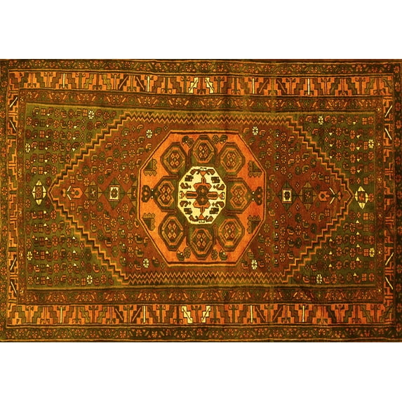 Ahgly Company Indoor Rectangle Persian Yellow Traditional Area Rugs, 6' x 9'