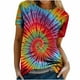 thumbnail image 4 of Blusa de manga corta con cuello redondo para mujer con estampado de teñido anudado Pompotops  hkajfhjk460405, 4 of 9