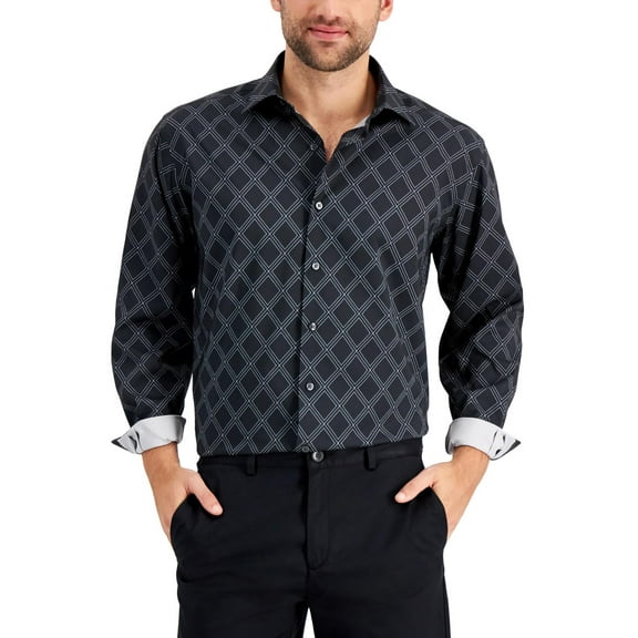 Alfani Mens Regular Fit Button Down Dress Shirt