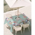 thumbnail image 3 of 54x80 Inch Outdoor Tablecloth with Umbrella Hole Zipper Rectangle Easter Rectangular Tablecloths Outside Waterproof Bunny Spring Floral Eggs Sage Green Wooden Patio Table Cloth Cover for Picnic Party, 3 of 8