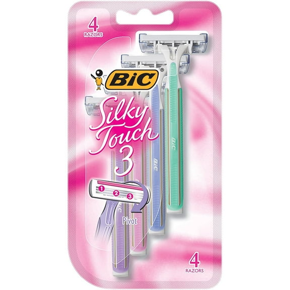 BIC Silky Touch 3 Disposable Shaver Triple blade Sensitive Skin, 4 ct, 6-Pack