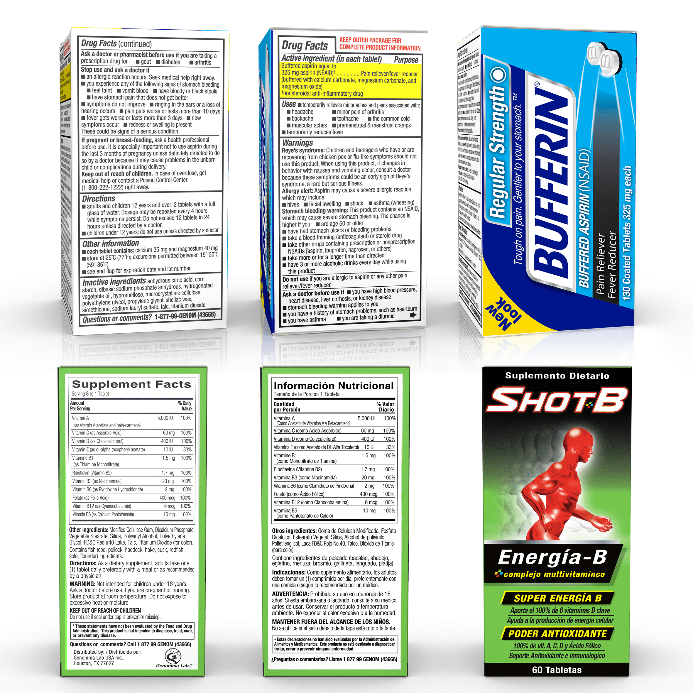SueroX Kit, Electrolyte Drinks Berry Blast, Coconut Refresh, Lemon Lift - 21.3 Fl Oz each,Bufferin Aspirin 130ct, Shot B Energy Multivitamin 60ct, - Recovery and Refreshment Bundle