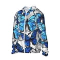 thumbnail image 2 of Fotbe Blue and White Butterflies Men's Women's UPF 50+ Sun Protection Jacket Hooded Cooling Shirt with Pockets Hiking Outdoor Performance-X-Large, 2 of 9