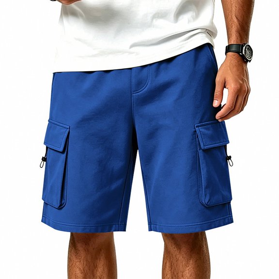 DagobertNiko Cargo Shorts for Men Elastic Waist Drawstring Shorts Quick Dry Loose Fitted Summer Shorts with Pockets