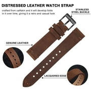 BISONSTRAP Distressed Leather Watch Strap, Watch Replacement Bands for Men, Quick Release Spring Bars, 22mm, Coffee Brown (Black Buckle)