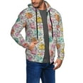 thumbnail image 2 of Wukai Skull and Flowers Print Men's Zip-Up Hoodie,Fleece Full-Zip Hoodie for Men, Hooded Sweatshirt-3X-Large, 2 of 5