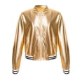 thumbnail image 3 of Sxiwei Kids Girls Zipper Closure Varsity Style Coat Long Sleeves Bomber Jacket Outerwear 6-16 Years Gold 16, 3 of 8
