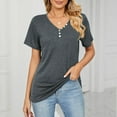 thumbnail image 2 of Summer Fashion Plus Size Tops for Womens 2025 Solid Color V-neck Comfortable Loose T-shirt Blouse Casual Tops, 2 of 5